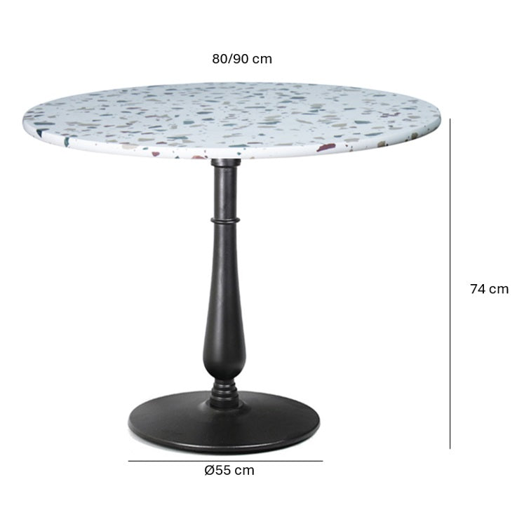 Mesa de comedor redonda Ø80/90 terrazo Tur