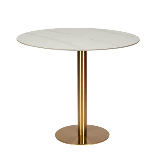 Mesa de comedor redonda inox dorada piedra sinterizada Ø80-90-100