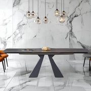 Mesa de comedor extensible 160/240 cm piedra sinterizada Laiza