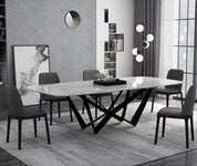 Mesa de comedor 200x100 piedra sinterizada y acero Kyra