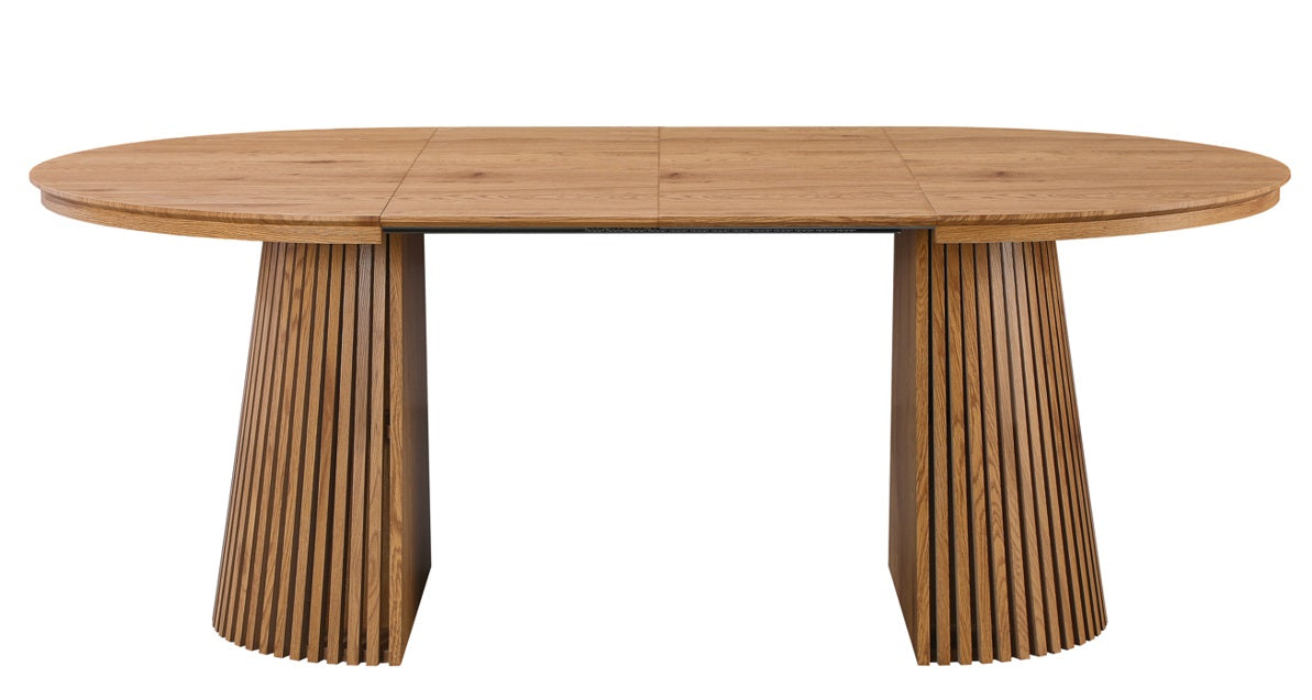 Mesa de comedor redonda extensible 120-160-200cm Ellan roble
