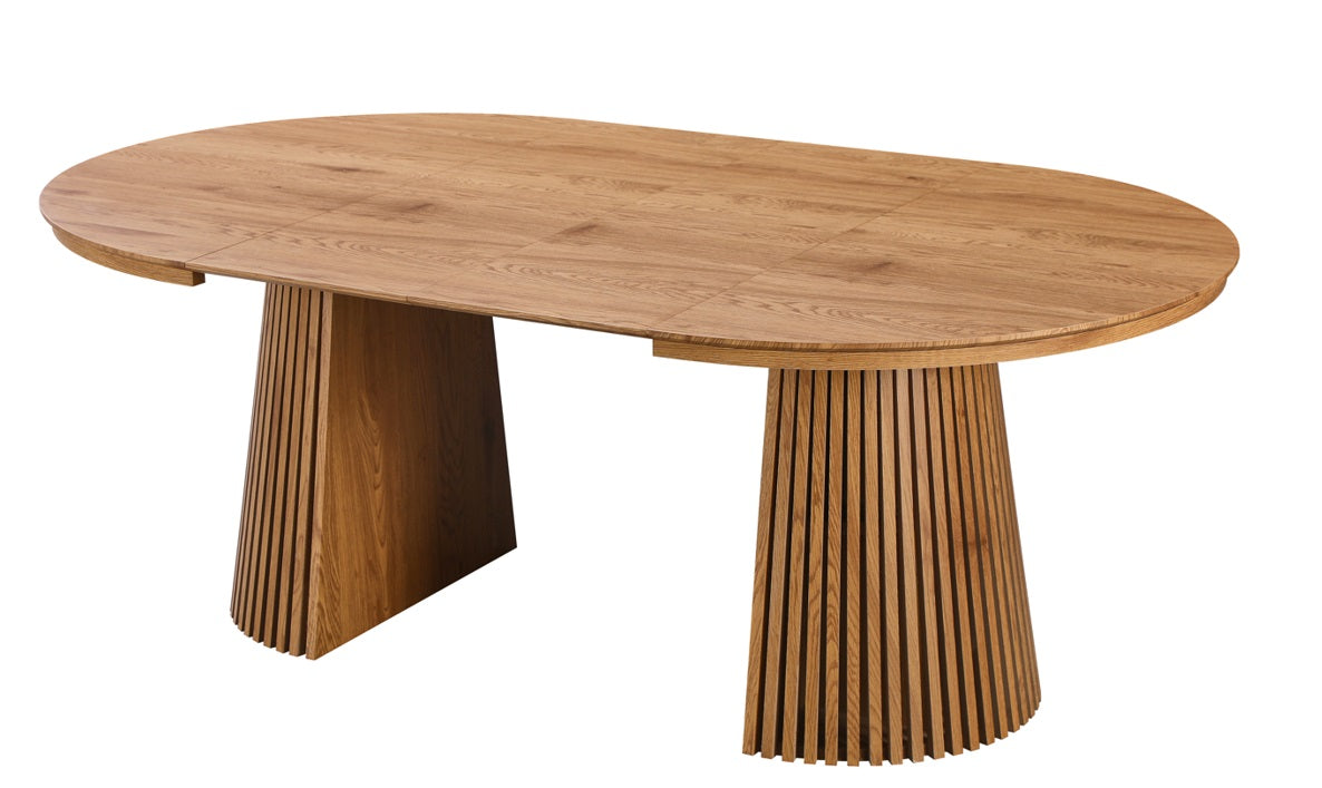 Mesa de comedor redonda extensible 120-160-200cm Ellan roble