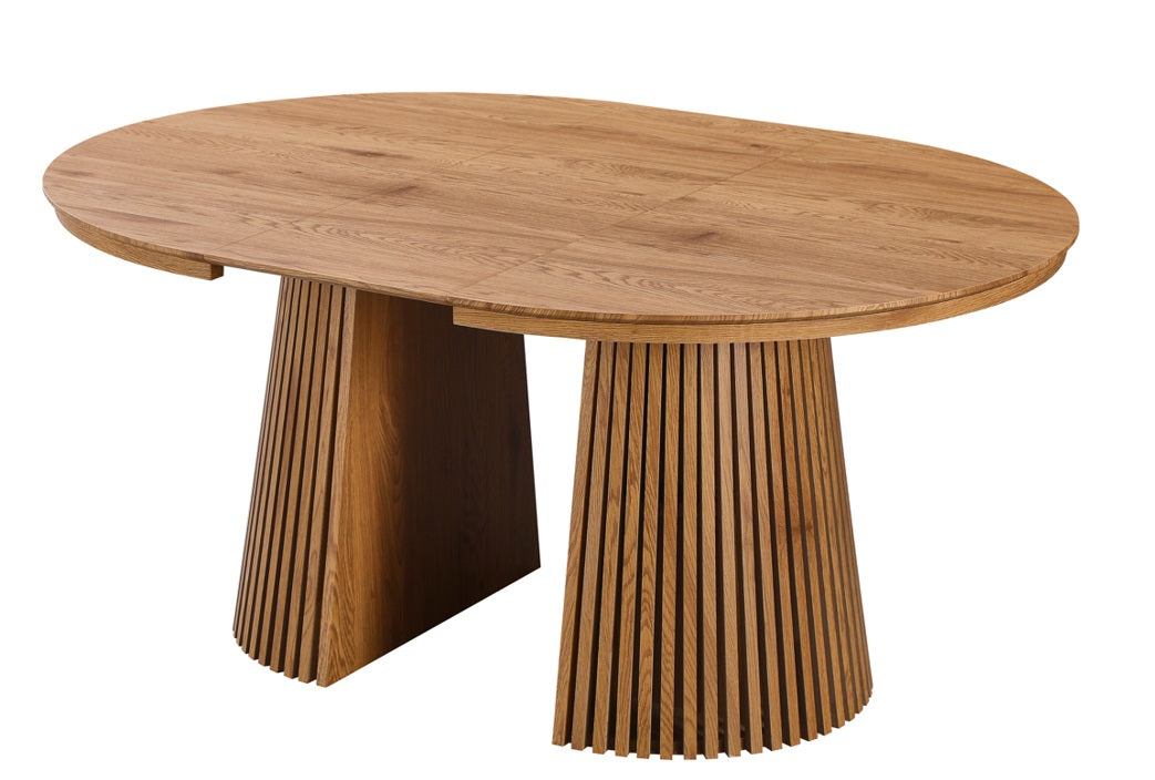 Mesa de comedor redonda extensible 120-160-200cm Ellan roble