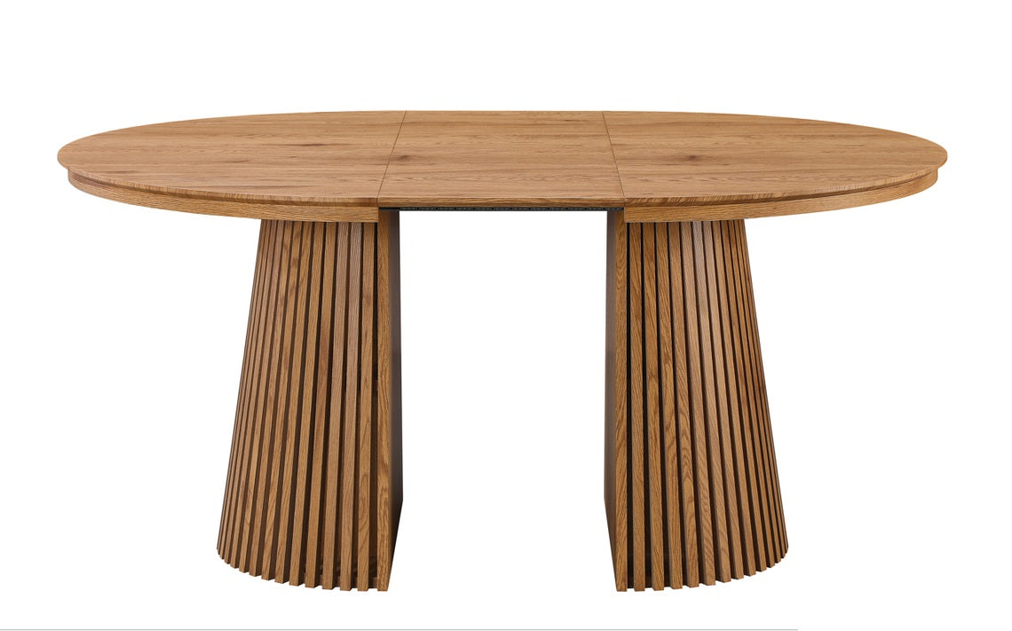 Mesa de comedor redonda extensible 120-160-200cm Ellan roble