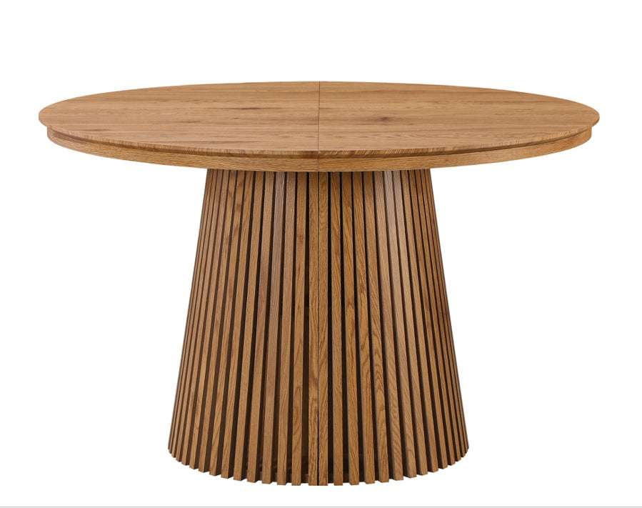 Mesa de comedor redonda extensible 120-160-200cm Ellan roble