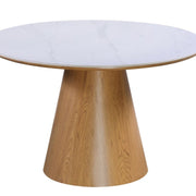 Mesa de comedor redonda Ø120 madera piedra sinterizada Zulema