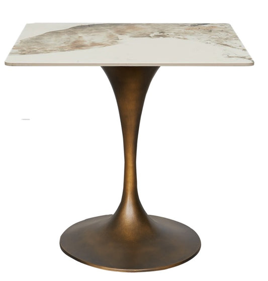 Mesa De Comedor Piedra Sinterizada Tulip Cobre Cuadrada