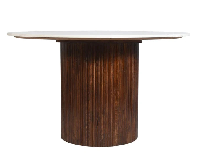 Mesa de comedor redonda mármol y madera de mango Zally