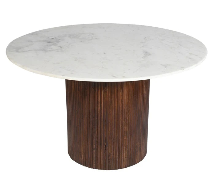 Mesa de comedor redonda mármol y madera de mango Zally