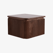 Mesilla de noche KIRAN en madera de mango acanalada – Acabado nogal - Vintahome