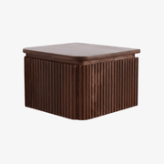 Mesilla de noche KIRAN en madera de mango acanalada – Acabado nogal - Vintahome