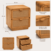Mesilla de noche Liora de madera de mango y yute natural - Vintahome