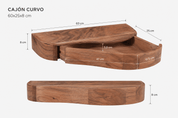 Mesilla flotante Nuba de madera maciza de acacia con cajón curvo 60 × 25 × 8 cm - Vintahome