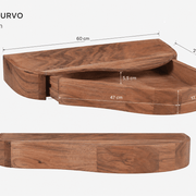 Mesilla flotante Nuba de madera maciza de acacia con cajón curvo 60 × 25 × 8 cm - Vintahome