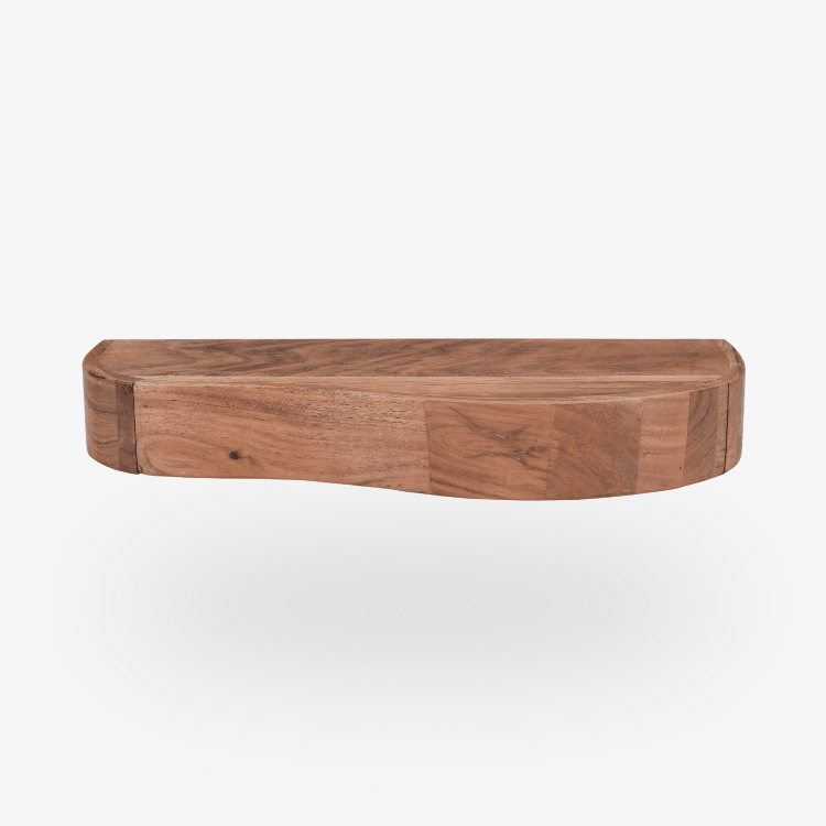 Mesilla flotante Nuba de madera maciza de acacia con cajón curvo 60 × 25 × 8 cm - Vintahome