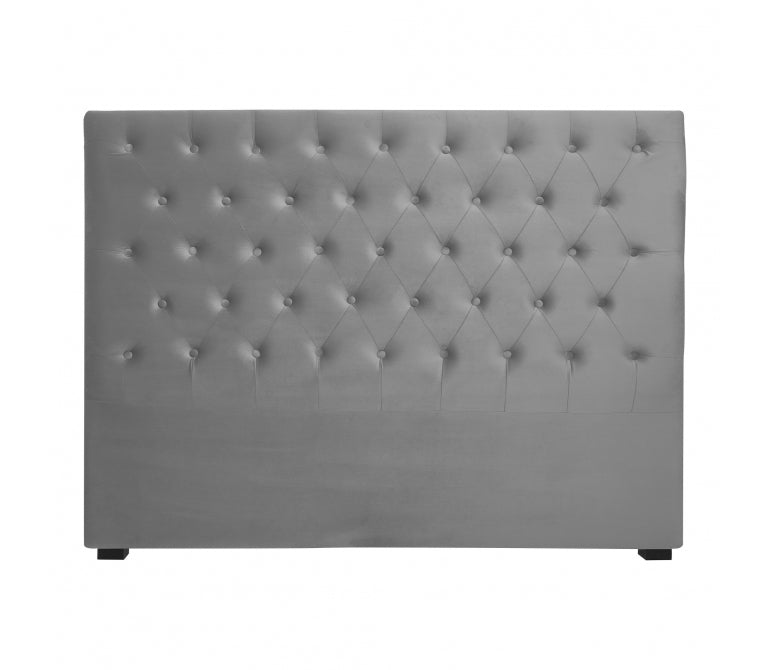 Cabecero de cama de terciopelo capitoné Lor gris