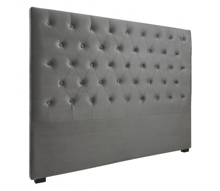 Cabecero de cama de terciopelo capitoné Lor gris