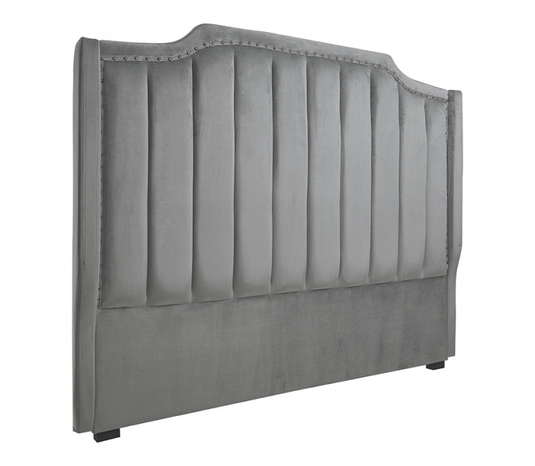 Cabecero de cama de terciopelo Monn gris