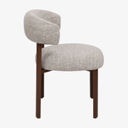 Silla de comedor ARWEN tapizada beige acabado nogal