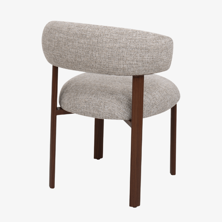 Silla de comedor ARWEN tapizada beige acabado nogal