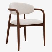 Silla de Comedor con Brazos Olimpo Tapizada en Madera de Nogal - Vintahome