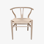 Silla de madera de haya WISLY con asiento de paper rope vista frontal
