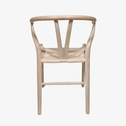 Silla WISLY de madera de haya con respaldo curvo y asiento de cuerda