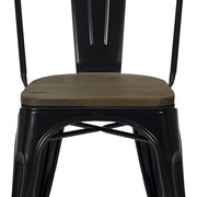 Silla Lix acero negro brillo madera oscura
