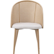 Silla de comedor ratán asiento terciopelo Flavia Natural