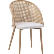Silla de comedor ratán asiento terciopelo Flavia Natural