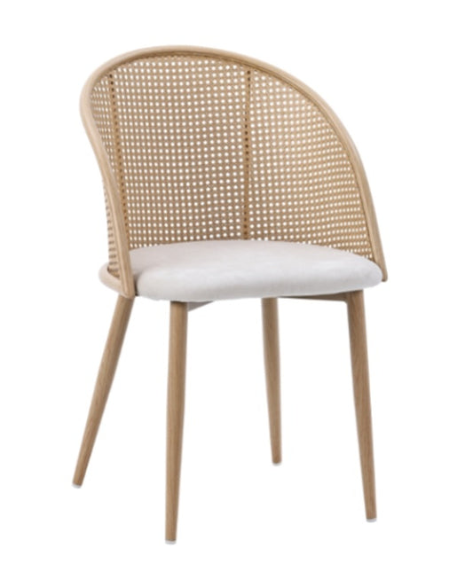 Silla de comedor ratán asiento terciopelo Flavia Natural