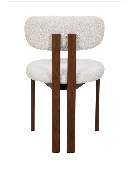 Silla de comedor nórdica acero nogal bouclé Ranya