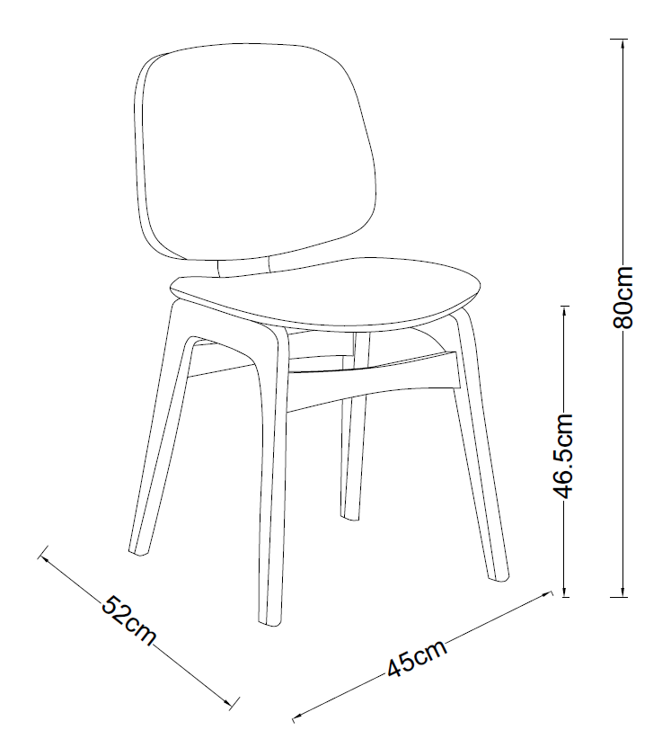 Silla de comedor de madera y tapizado Eden nogal