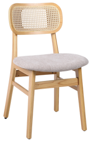 Silla de comedor nórdica madera y ratán Nard