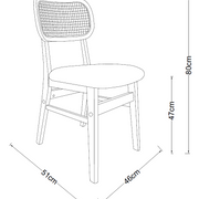 Silla de comedor nórdica madera y ratán Nard