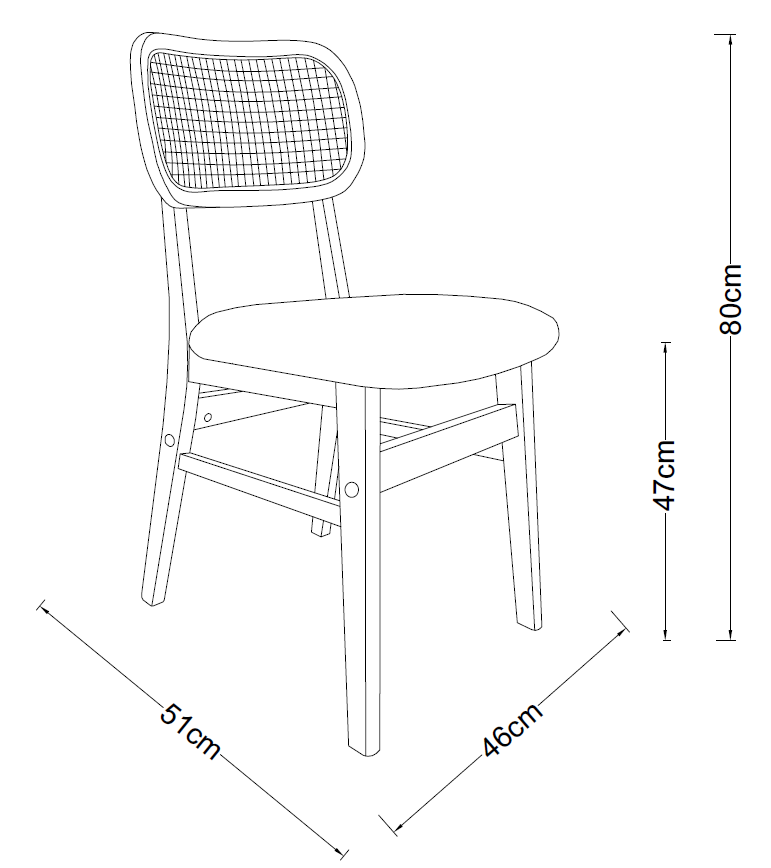 Silla de comedor nórdica madera y ratán Nard