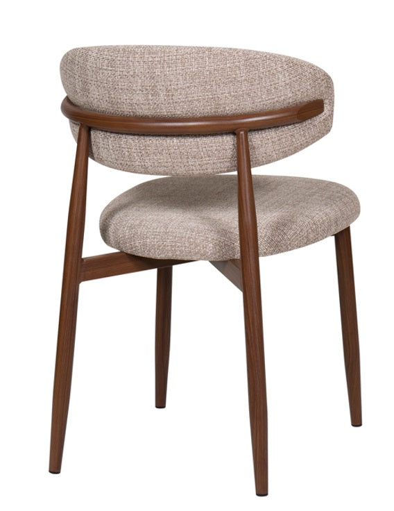 Silla de comedor nórdica acero nogal Leisa beige
