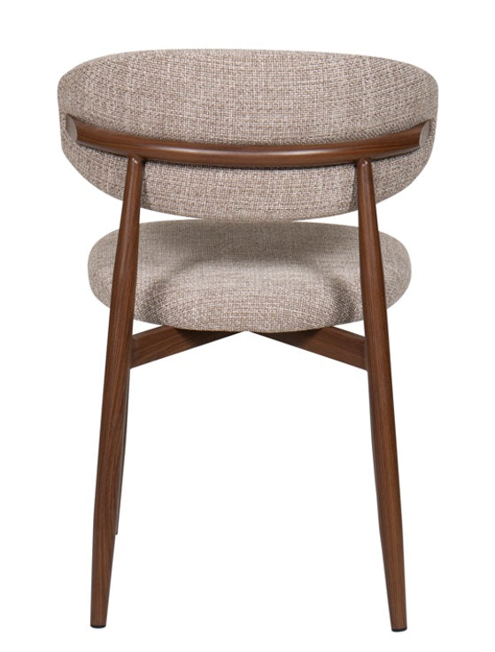 Silla de comedor nórdica acero nogal Leisa beige