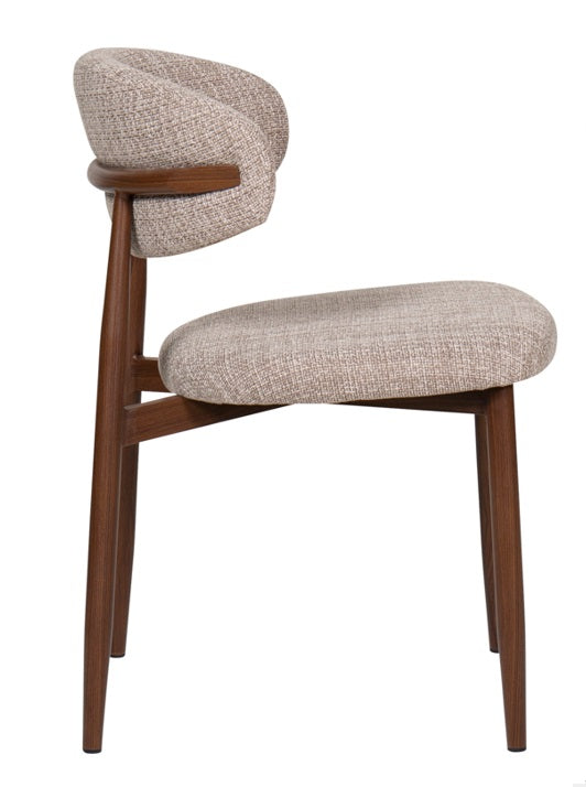Silla de comedor nórdica acero nogal Leisa beige