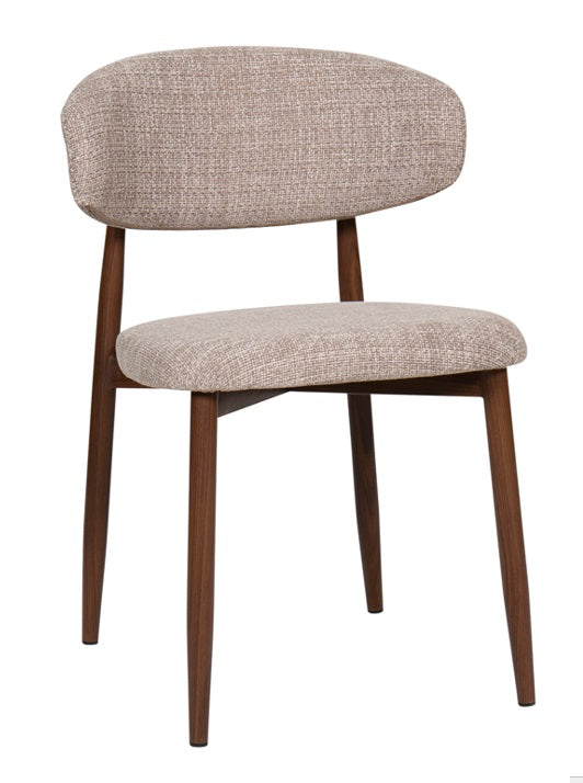 Silla de comedor nórdica acero nogal Leisa beige