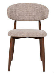 Silla de comedor nórdica acero nogal Leisa beige