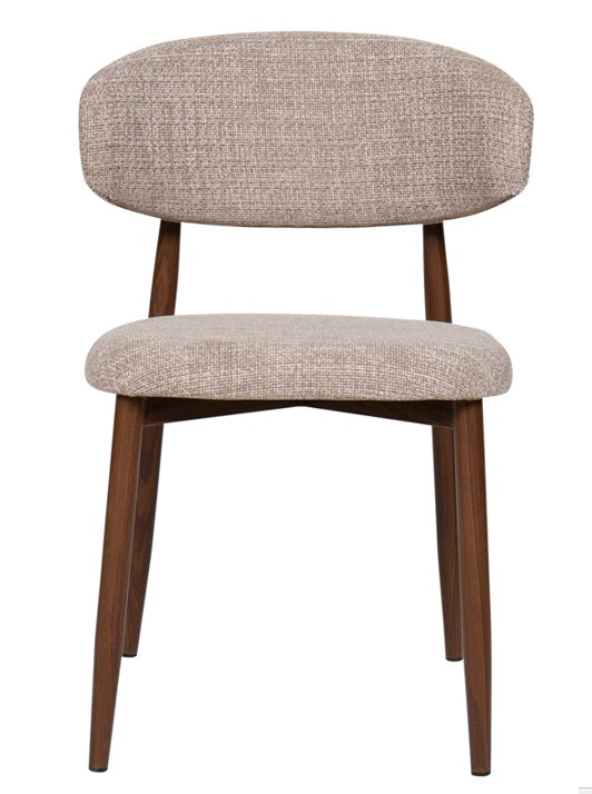 Silla de comedor nórdica acero nogal Leisa beige