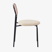 Silla de comedor ratán y terciopelo beige Magic