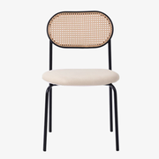 Silla de comedor ratán y terciopelo beige Magic