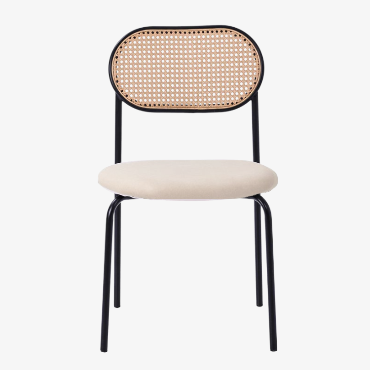 Silla de comedor ratán y terciopelo beige Magic