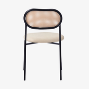Silla de comedor ratán y terciopelo beige Magic