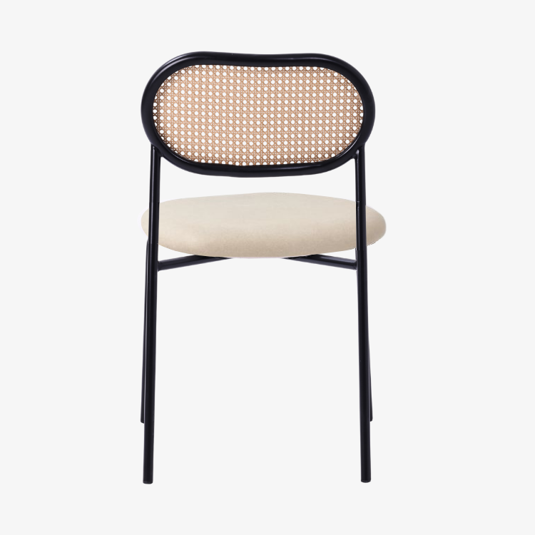 Silla de comedor ratán y terciopelo beige Magic