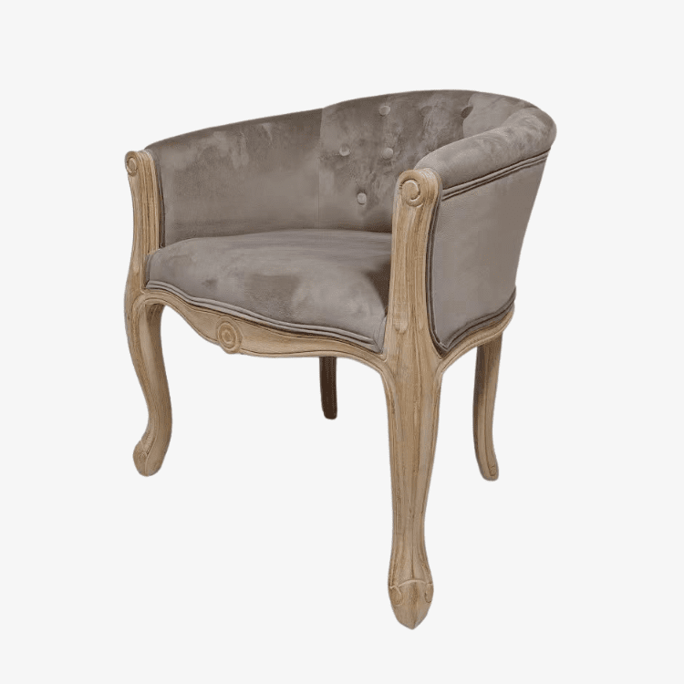 Sillón capitoné tapizado en madera natural - Vintahome