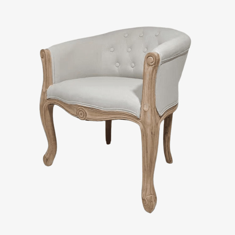 Sillón capitoné tapizado en madera natural - Vintahome