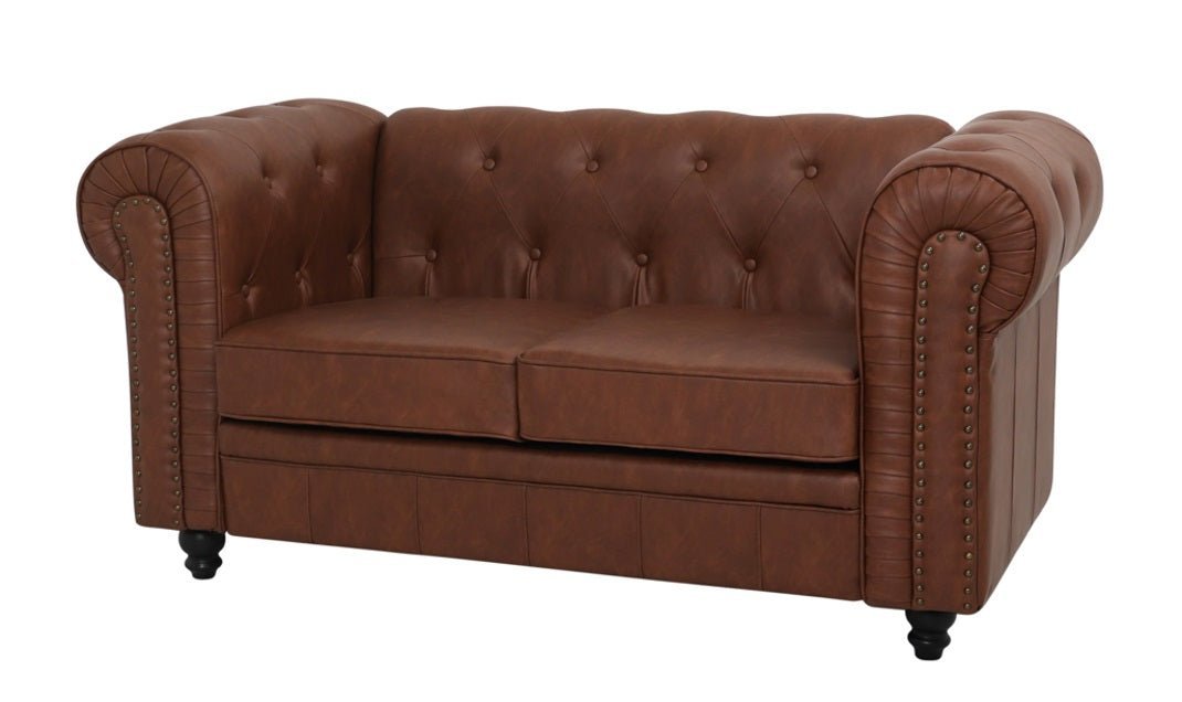 Sofá chesterfiel 2 plazas marrón vintage - Vintahome